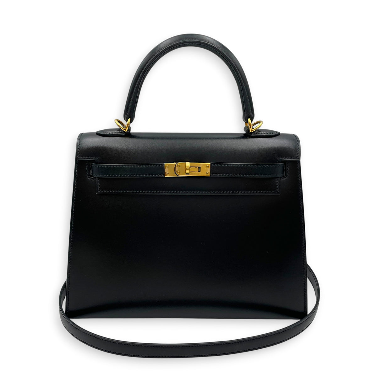 Sellier Kelly 25 Noir in Box Gold hardware