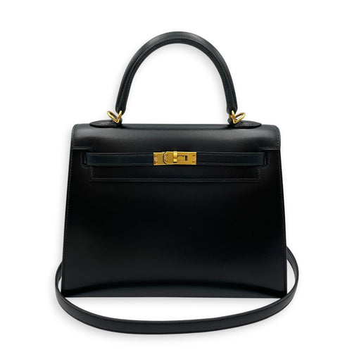 Sellier Kelly 25 Noir in Box Gold hardware