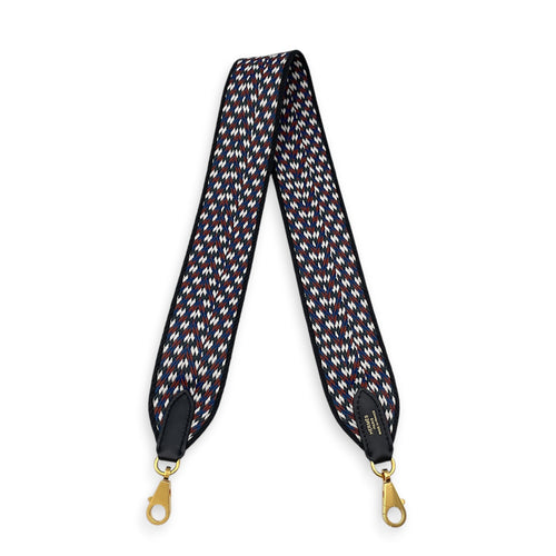 Zig Zag Sanglencavale 50mm x 70cm Noir/Blanc/Noir Strap in Swift Gold hardware