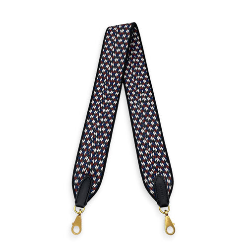 Zig Zag Sanglencavale 50mm x 70cm Noir/Blanc/Noir Strap in Swift Gold hardware
