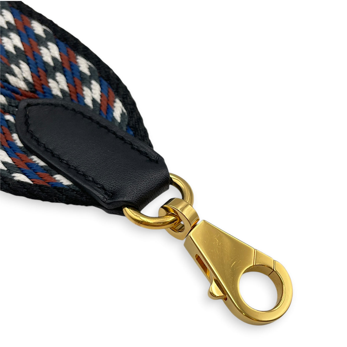 Zig Zag Sanglencavale 50mm x 70cm Noir/Blanc/Noir Strap in Swift Gold hardware