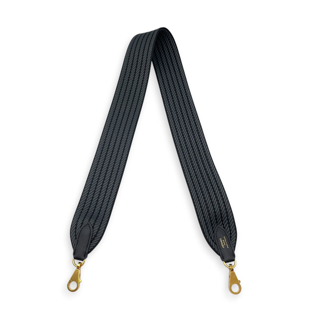 Sangle Cordage 50mm x 85cm Noir/Gris Misty/Noir Strap in Swift Gold hardware