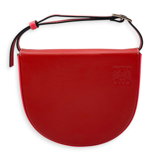 Heel Pouch  Small Red Crossbody Bag in Calfskin Silver hardware