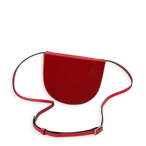Heel Pouch  Small Red Crossbody Bag in Calfskin Silver hardware