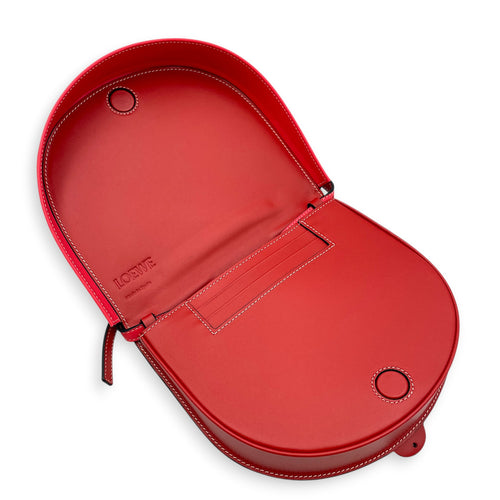 Heel Pouch  Small Red Crossbody Bag in Calfskin Silver hardware