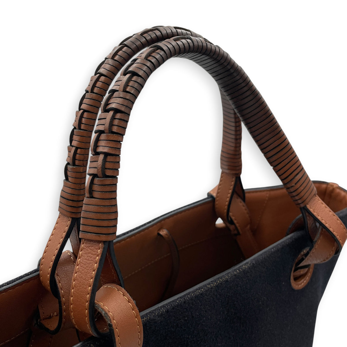 Love Anagram Logo  Small Blue Tote Bag in Wool