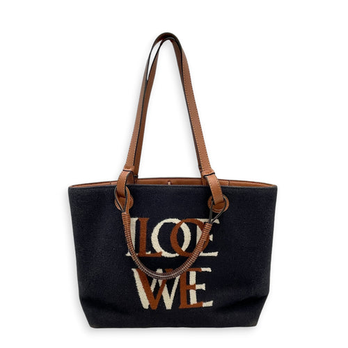 Love Anagram Logo  Small Blue Tote Bag in Wool
