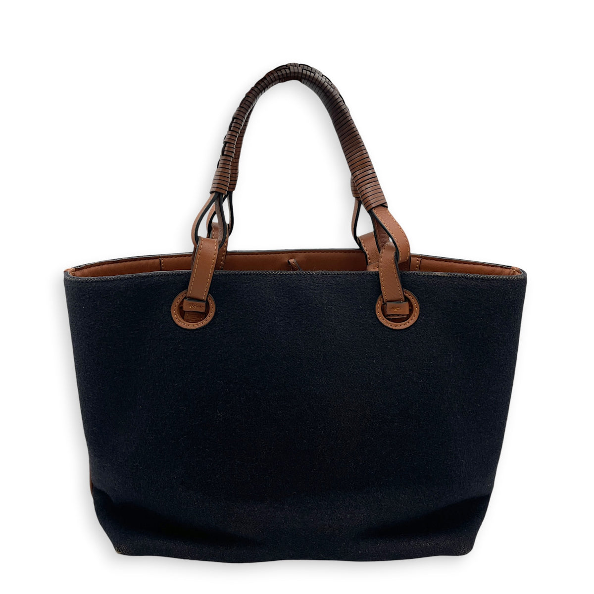 Love Anagram Logo  Small Blue Tote Bag in Wool