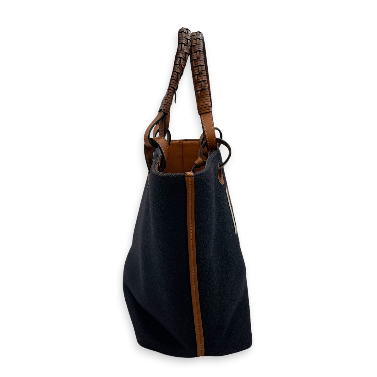 Love Anagram Logo  Small Blue Tote Bag in Wool