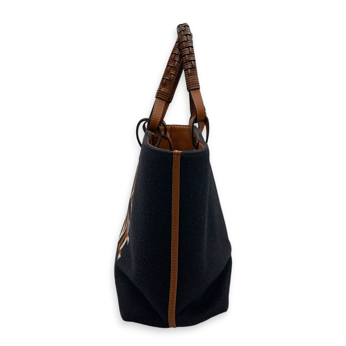 Love Anagram Logo  Small Blue Tote Bag in Wool