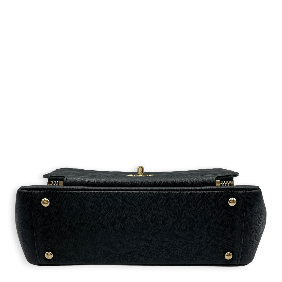Business Affinity Black Top Handle Bag in Caviar Leather Light Gold hardware