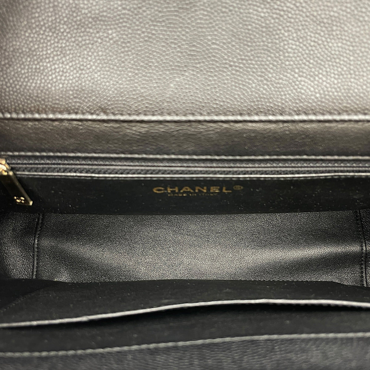 Business Affinity Black Top Handle Bag in Caviar Leather Light Gold hardware