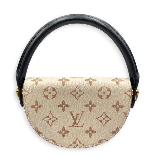Dune Pico Looping  Beige Top Handle Bag in Monogram Coated Canvas Gold hardware