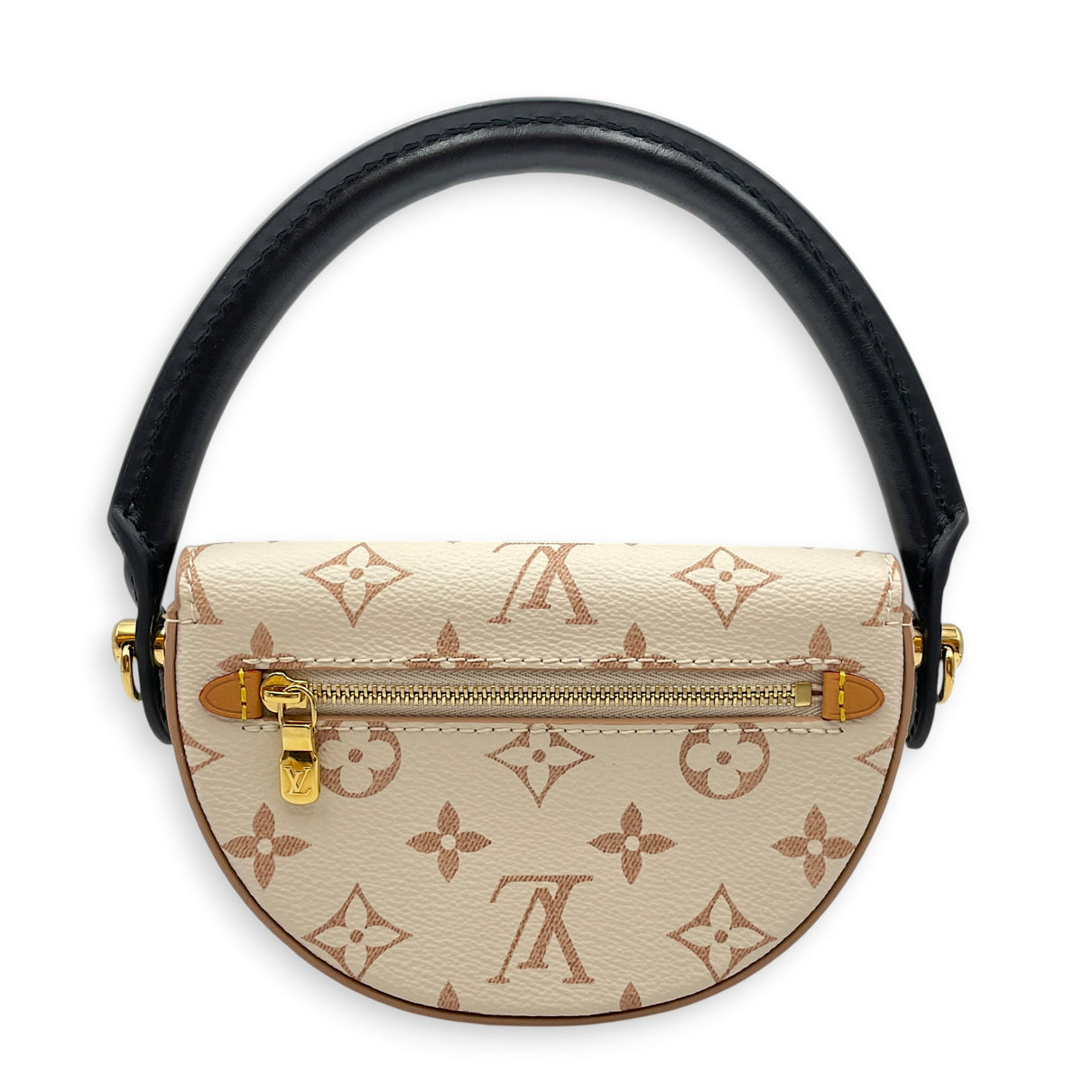 Dune Pico Looping  Beige Top Handle Bag in Monogram Coated Canvas Gold hardware