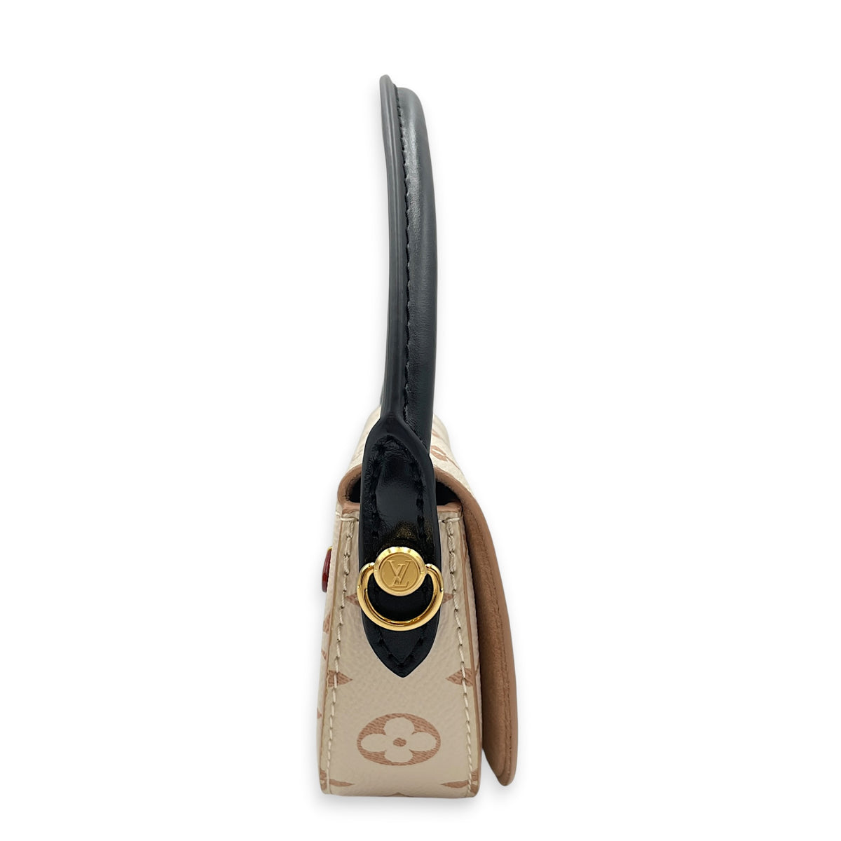 Dune Pico Looping  Beige Top Handle Bag in Monogram Coated Canvas Gold hardware