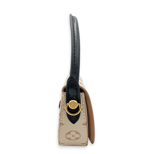 Dune Pico Looping  Beige Top Handle Bag in Monogram Coated Canvas Gold hardware