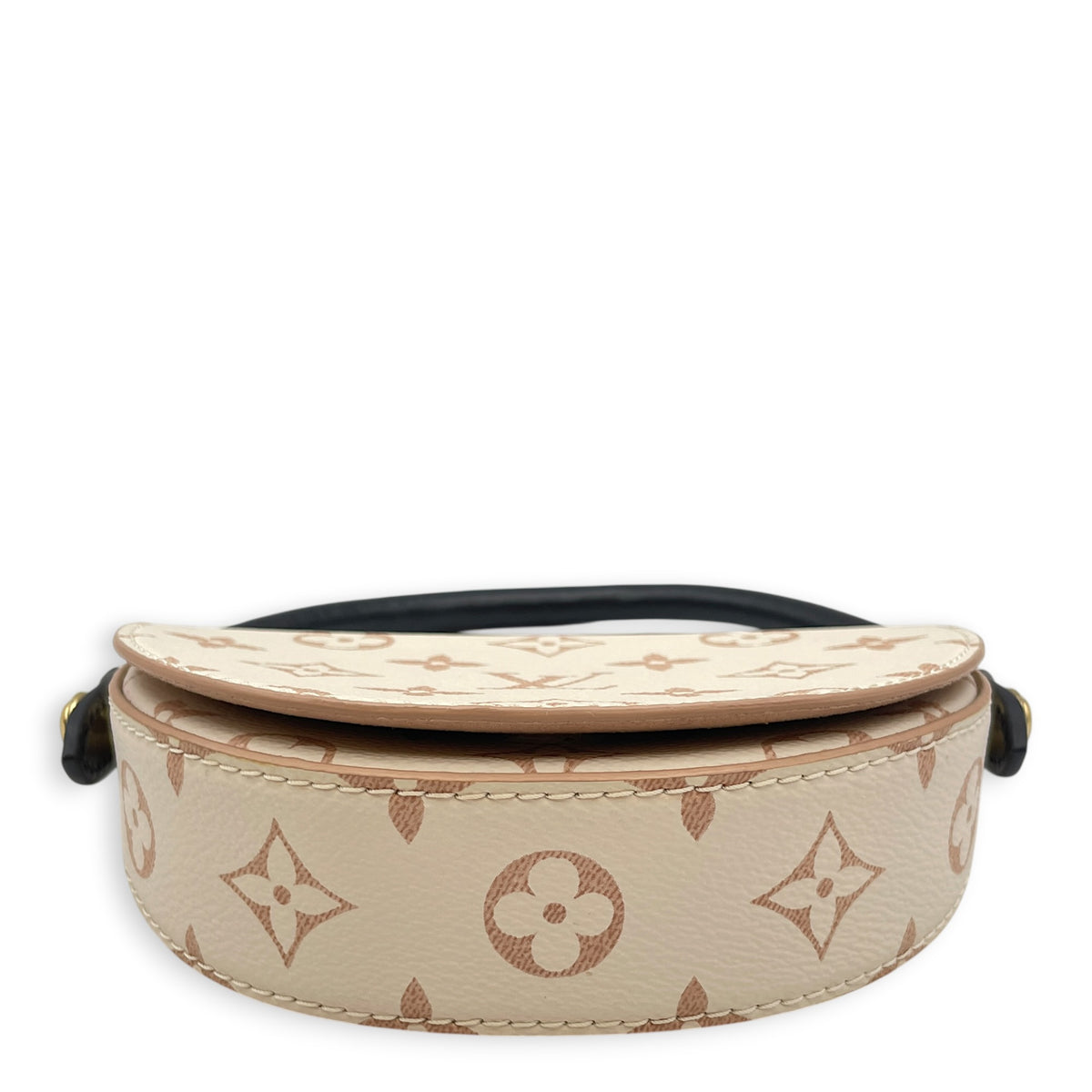 Dune Pico Looping  Beige Top Handle Bag in Monogram Coated Canvas Gold hardware
