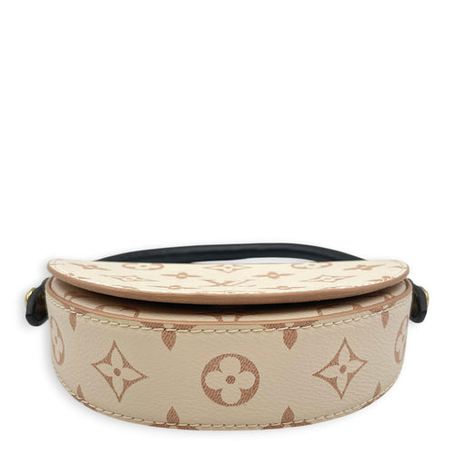 Dune Pico Looping  Beige Top Handle Bag in Monogram Coated Canvas Gold hardware