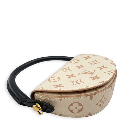 Dune Pico Looping  Beige Top Handle Bag in Monogram Coated Canvas Gold hardware
