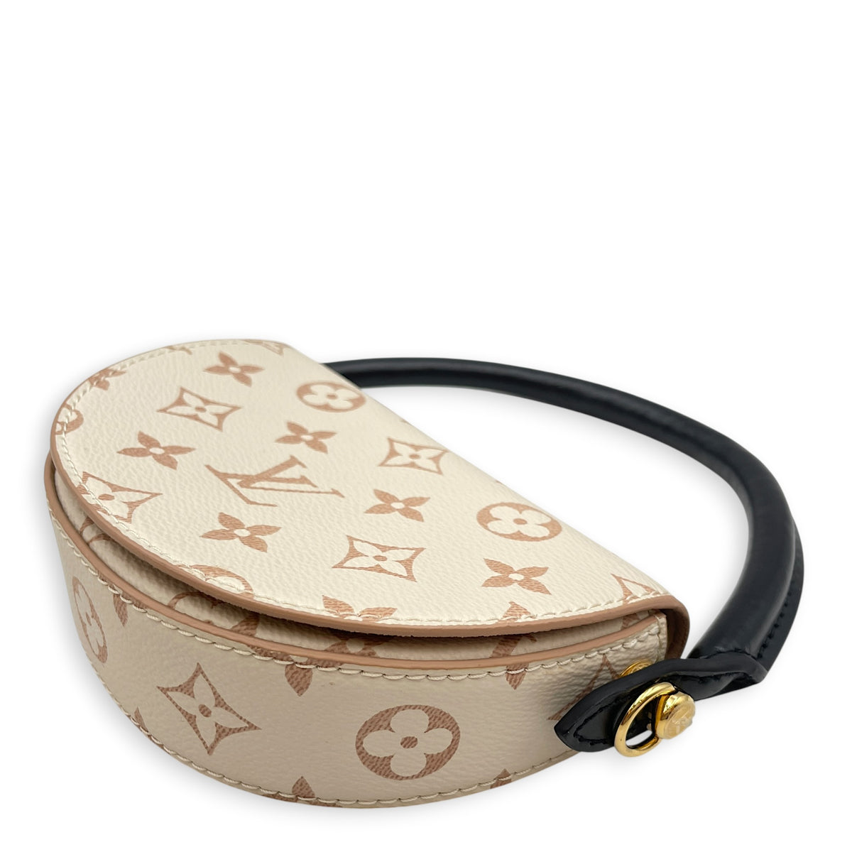Dune Pico Looping  Beige Top Handle Bag in Monogram Coated Canvas Gold hardware