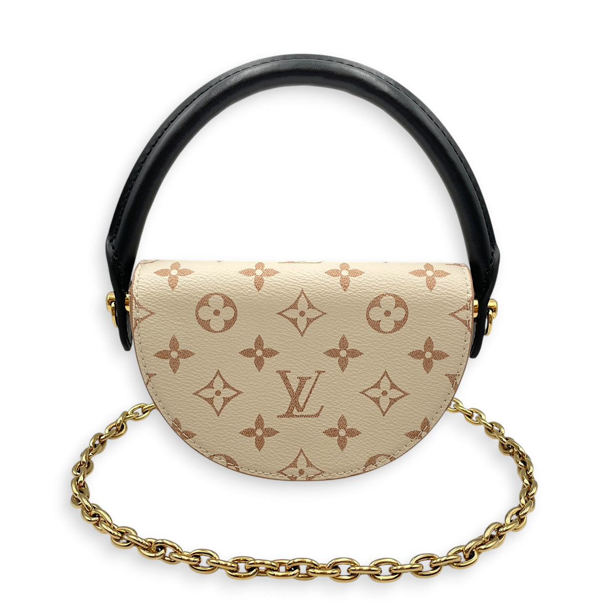 Dune Pico Looping  Beige Top Handle Bag in Monogram Coated Canvas Gold hardware