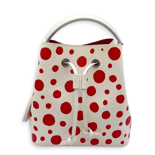 LV x YK NeoNoe BB White Bucket Bag in Epi Leather Silver hardware