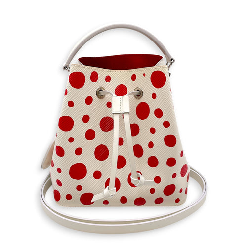 LV x YK NeoNoe BB White Bucket Bag in Epi Leather Silver hardware