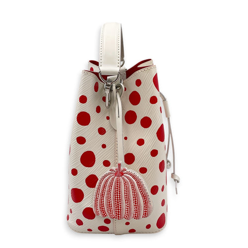 LV x YK NeoNoe BB White Bucket Bag in Epi Leather Silver hardware