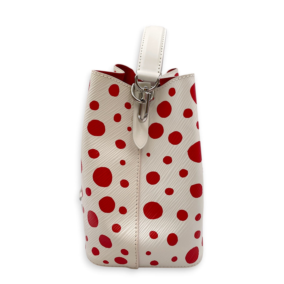 LV x YK NeoNoe BB White Bucket Bag in Epi Leather Silver hardware