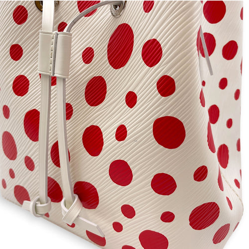 LV x YK NeoNoe BB White Bucket Bag in Epi Leather Silver hardware