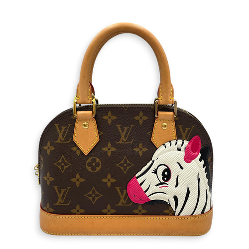 LV x Sun Yitian Zebra Alma BB Brown Top Handle Bag in Monogram Coated Canvas Gold hardware