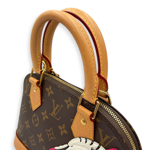 LV x Sun Yitian Zebra Alma BB Brown Top Handle Bag in Monogram Coated Canvas Gold hardware