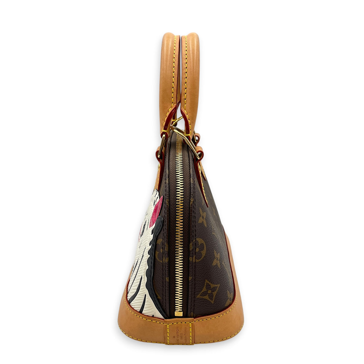 LV x Sun Yitian Zebra Alma BB Brown Top Handle Bag in Monogram Coated Canvas Gold hardware