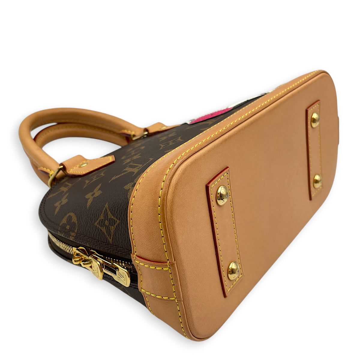 LV x Sun Yitian Zebra Alma BB Brown Top Handle Bag in Monogram Coated Canvas Gold hardware