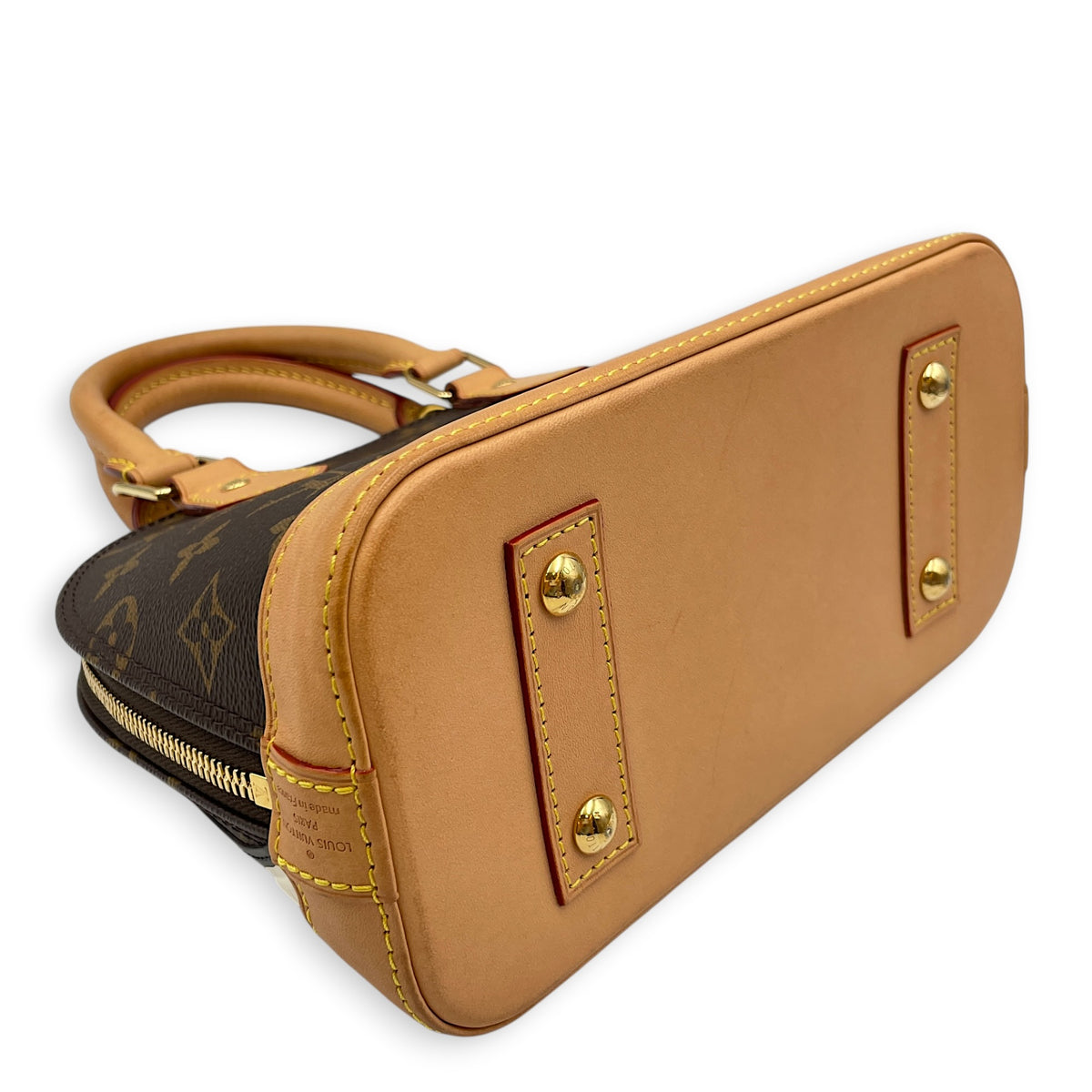 LV x Sun Yitian Zebra Alma BB Brown Top Handle Bag in Monogram Coated Canvas Gold hardware