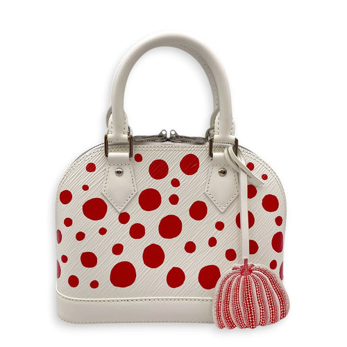 Alma BB White Top Handle Bag in Epi Leather Silver hardware