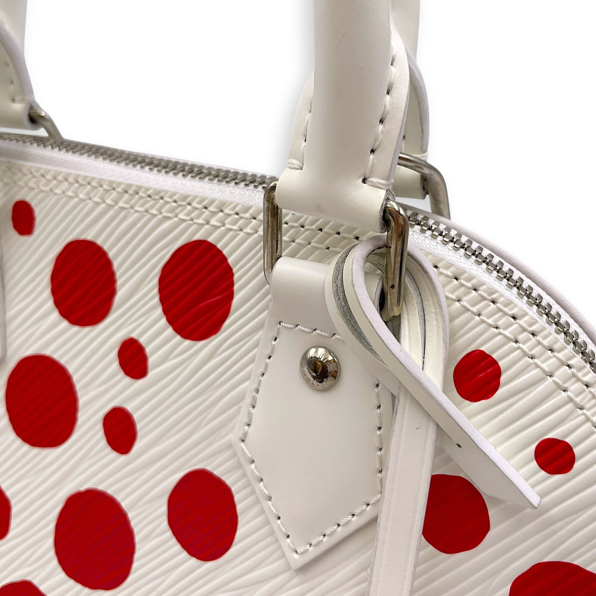 Alma BB White Top Handle Bag in Epi Leather Silver hardware