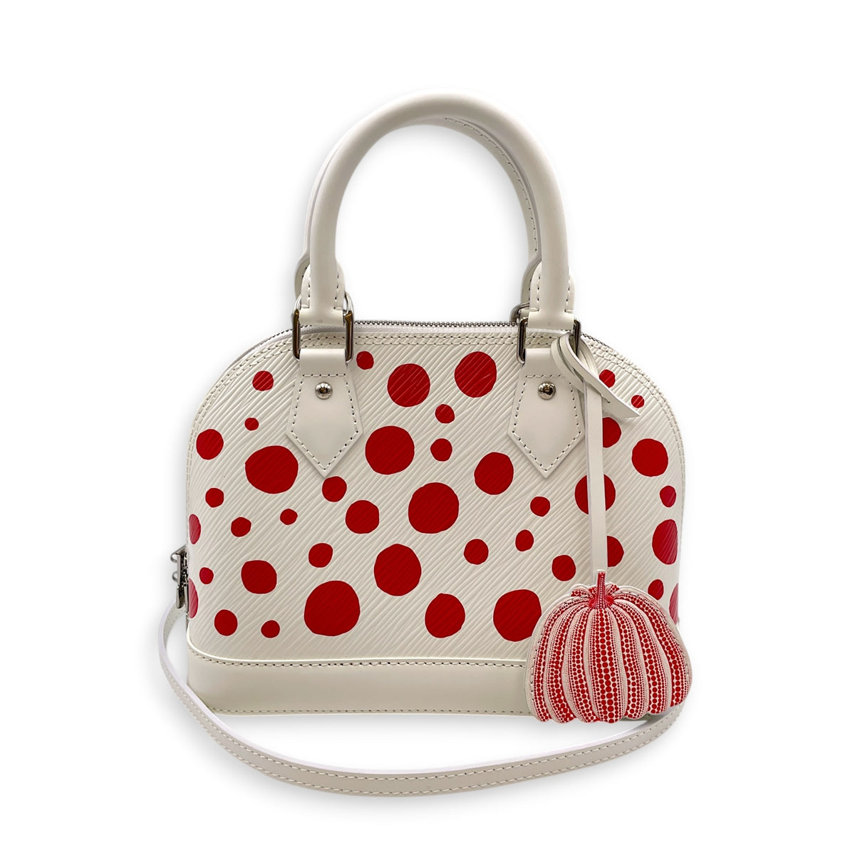 Alma BB White Top Handle Bag in Epi Leather Silver hardware