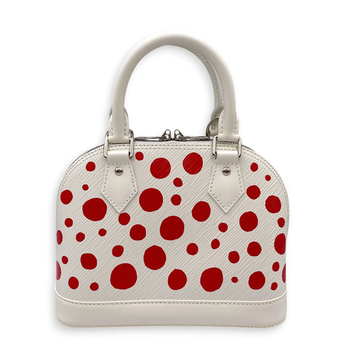 Alma BB White Top Handle Bag in Epi Leather Silver hardware