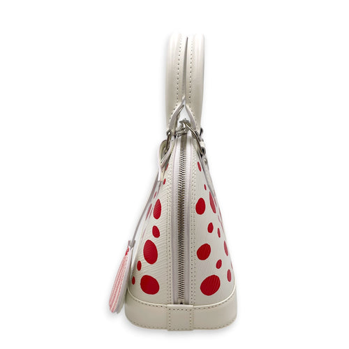 Alma BB White Top Handle Bag in Epi Leather Silver hardware