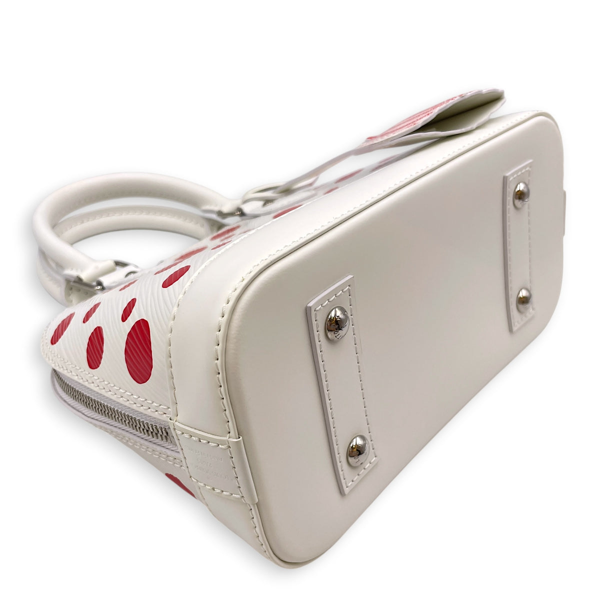 Alma BB White Top Handle Bag in Epi Leather Silver hardware