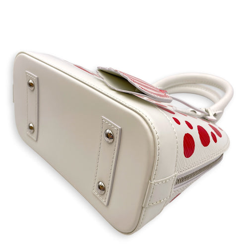 Alma BB White Top Handle Bag in Epi Leather Silver hardware