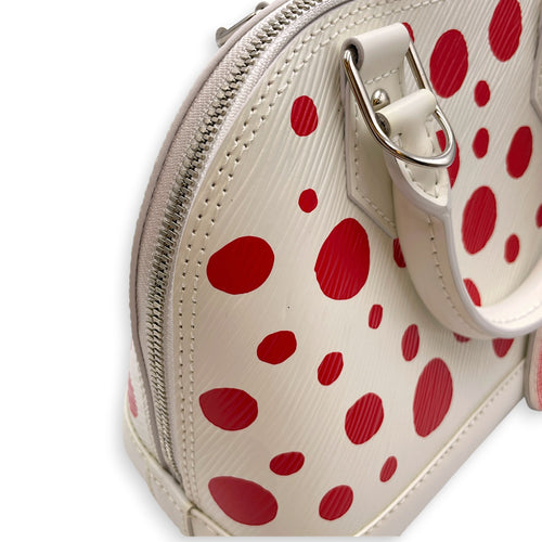 Alma BB White Top Handle Bag in Epi Leather Silver hardware