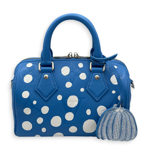 LX x YK Speedy Blue Top Handle Bag in Monogram Empreinte Leather Silver hardware
