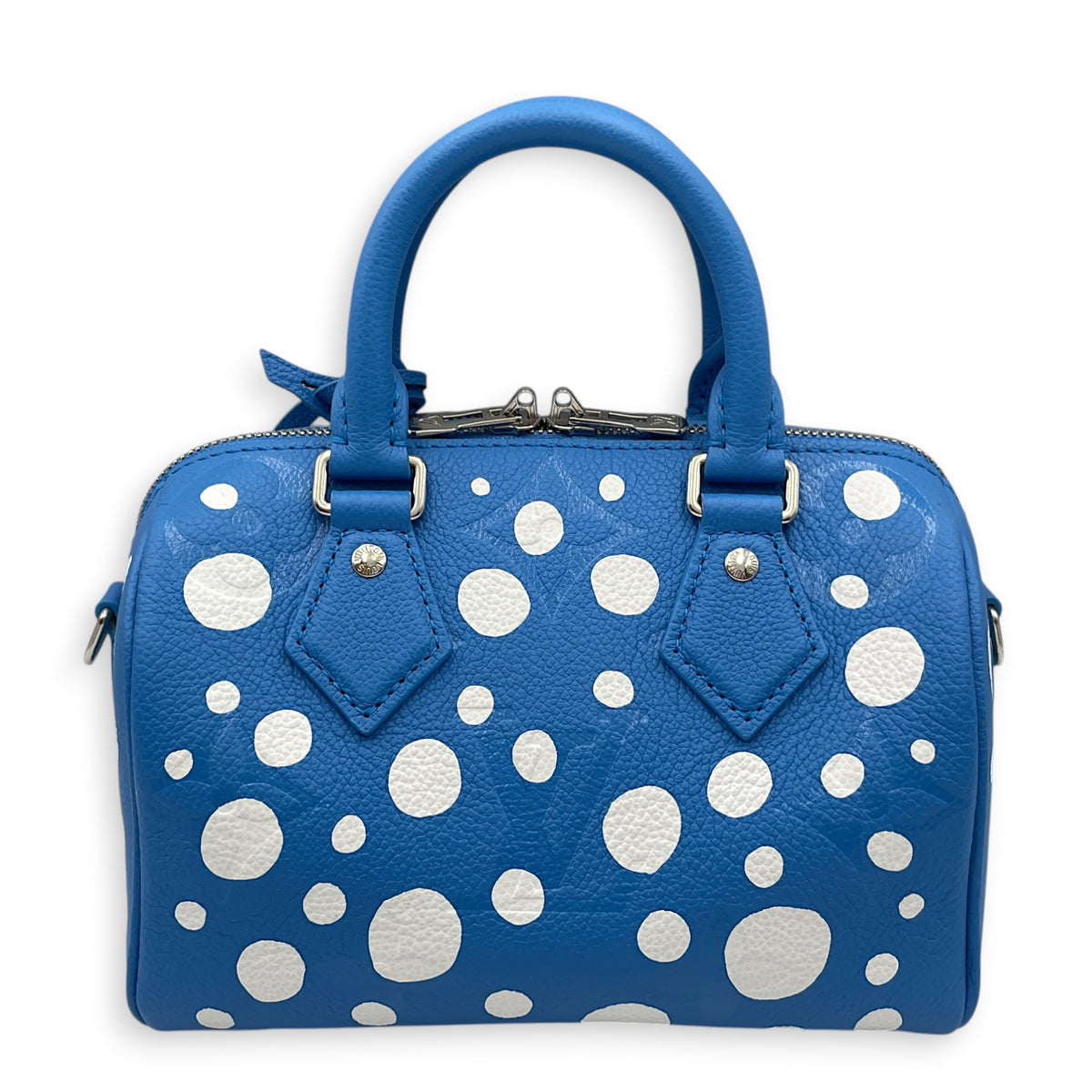 LX x YK Speedy Blue Top Handle Bag in Monogram Empreinte Leather Silver hardware