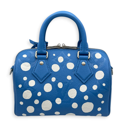 LX x YK Speedy Blue Top Handle Bag in Monogram Empreinte Leather Silver hardware