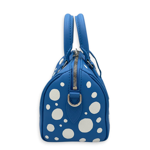 LX x YK Speedy Blue Top Handle Bag in Monogram Empreinte Leather Silver hardware