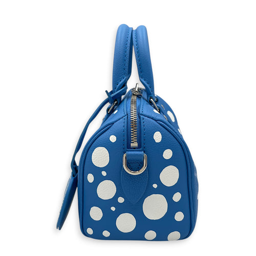 LX x YK Speedy Blue Top Handle Bag in Monogram Empreinte Leather Silver hardware
