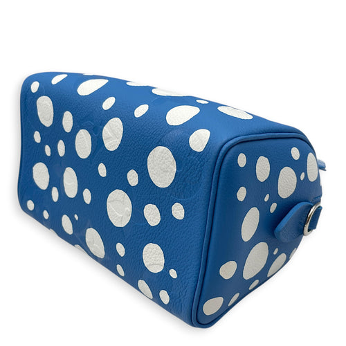LX x YK Speedy Blue Top Handle Bag in Monogram Empreinte Leather Silver hardware