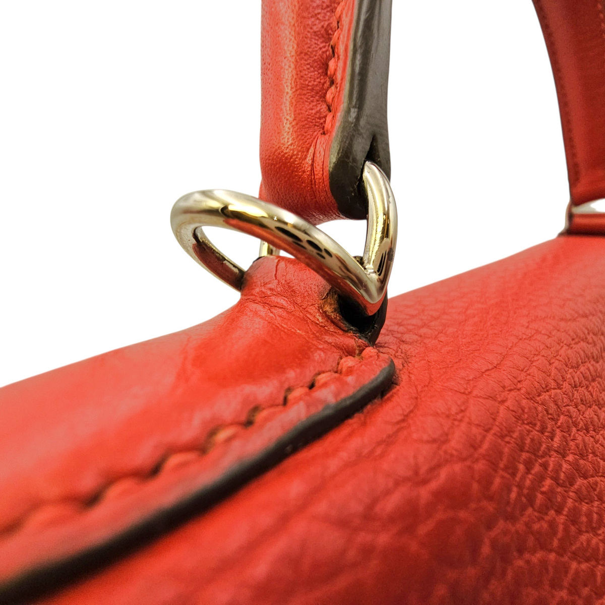 Kelly 28 Rouge Casaque in Clemence Palladium hardware
